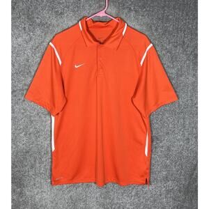 Nike Dri Fit Polo‎ Shirt Mens Size Large Orange Polyester Short Sleeve Swoosh